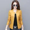 Women's Leather Black Jacket Women 2023 Spring Autumn Casual Slim Jackets For Short Elegant Coats Veste En Cuir Femme