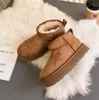 Fashion F23 الكلاسيكية Ultra Mini Platform Boots Tazz Fur Slides Sheepes Sheerling Shearling Tasman Slippers New Men Women Men Slip-on