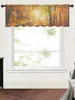 Curtain Oil Painting Forest Short Tulle Kitchen Small Sheer Living Room Home Decor Voile Drapes