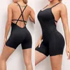 Tracks TracksSuits Femme Yoga Backless Jumps Travail Transuit BodySuit Sans manches Sports Sports Sports Shorts Fitness Costume Sexy One Piece