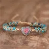 Urok bransolety boho jezioro Blue Heart String Pleciony makrama koraliki