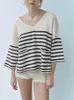 Women's Polos Elegant Fashion Casual Ladies Comfortable Versatile Long Sleeve Round Neck Striped Top