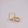 Hoop Earrings Real Pure 18K Yellow Gold Women Lucky Glossy Square 1.5-1.7g