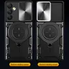 Étuis de téléphone portable avec couvercle d'objectif coulissant pour Samsung A04S A14 A24 A34 A54 A13 A23 A33 A53 A51 A71 Hybrid PC TPU Kickstand Designer Phone Case