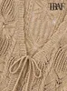 Женские трикотажные трикотаж Tees Traf Women Fashion Fashion Front Tiped Cointed Pointelle Kind Cardigan свитер винтажный v Nece с длинным рукавом женская верхняя одежда шикарные топы 230810