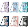 Stilvolle Blumen Leder Brieftaschenhüllen für iPhone 15 plus 14 13 Pro Max 12 x xs XR 8 7 Hawaiian Butterfly Blumen -Kredit -ID -Karten -Flip -Cover Lady Crossbody Schultergurt