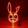 LED Glow Ferank Long Folded Ears Rabbit Glow Mask Anime Cos Props Cat Face Fox Halloween HKD230810