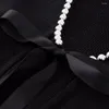Kvinnors stickor hösten 2023 unika stickade retro retro casual v-ringade pärlor korta bowknot dekorativ tröja kofta