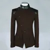 Herrdräkter blazers steampunkrock enkelbröst blazer kostymer smala mäns knapp hög krage jacka lapptäcke framtida kappa 230810