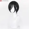 Cosplay Wigs Anime Ada Wong Cosplay Wig Ada Wong Wigs Cosplay 32cm Short Black Heat Resistant Synthetic Hair Woman Party Role Wigs Wig Cap 230810