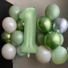 Decoração 32/40 polegadas vintage número verde balão retro balões verdes para adultos crianças feliz aniversário decorações de chá de bebê