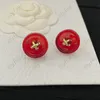 Boucles d'oreilles de bouton rouge résine de résine pour femmes