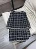 2023 Autumn Black Plaid Tweed Dress 4/5 Long Sleeve Round Neck Panelled Buttons Loose Straight Short Casual Dresses A3G096551