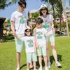 Família combinando roupas família combinando roupas verão mãe filha pai filho causal algodão camiseta + calças casal férias roupas de viagem