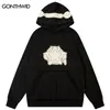 Men's Hoodies Sweatshirts Hip Hop Hoodie Streetwear Harajuku Embroidery Star Devil Horns Patch Oversized Hooded Sweatshirt 2023 Fashion Loose Punk 230810