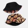 Unisex geniş ağzı tropikal meyve papaya desen kova şapkaları erkekler çift yan havza kapakları erkek şapka panama hkd230810 ayarlanabilir baba güneş şapka
