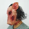Horror Halloween Maschera ha visto 3 maiali maschera con capelli neri adulti per adulti a faccia piena animale in lattice maschere costume in maschera horror with Hair
