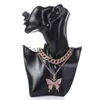 Pendant Necklaces Hip Hop Fashion Trendy Piece Exquisite Diamond Butterfly Pendant Punk Cuban Necklace J230811