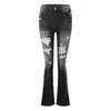 Women's Jeans Juniors High Rise Denim Bell Hole Bottom Flares With Pocket Jean Women Pants M1