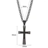 Pendant Necklaces 2023 Fashion Christian Jesus Black Zircon Stainless Steel Cross Necklace For Men And Women Jewelry Gifts