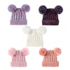 Chapeaux de fête Kid Knit Crochet Breams Hat Filles doubles doubles balles hiver chaude chapeau 5 couleurs extérieur bébé pompom ski caps q443