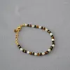 Ketten Tiger Eye Mutter von Perlenschwarzer Onyx Spleißen Perlen elegante Vintage Halskette -Schloss Armband weiblich 2023