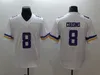 Mens Football 18 Justin Jefferson Jersey 8 Kirk Cousins 22 Harrison Smith 33 Dalvin Cook 97 Everson Griffen 99 Danielle Hunter 4 Brett Favre Color Rush Purple White