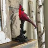 Decorative Objects Figurines Resin Table Lamp Garden Decoration Crystal Cardinal Red Bird Stained Glass Night Light for Bedroom Living Room Decor 230810