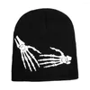 Berets Halloween Knitted Beanies Hip Hop Winter Keep Warm Cotton Soft Bonnets Skeleton Spider Luminous Caps Festival Costume Women Men