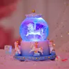 Decorative Objects Figurines Carousel Music Box Snow Dream Crystal Ball Eight Tone Box Glass Resin Home Decoration Ornaments Boutique Gift 230810