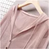 Women's Hoodies 2023 Hoodie Summer Knit Cardigan Coat Top Magione con cappuccio sottile Giacca di protezione da sole Giacca di protezione solare coreana