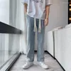 Herr jeans vår höst streetwear baggy män dragkammare rak bred ben denim byxor byxor manliga märke kläder blå plussize 4xl