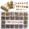 8600 st nagelkonst Rhinestones Kit - Multi -Shape Glass Crystal AB Nail Stones, Diamond Storage Box Wax Pen for Nail Art Crafts