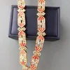 Hänge halsband lyxiga mode kvinnliga dam kort halsband inlay orange zirkon syntetiska åttkantiga smaragd pläterade guldfärgkedja