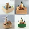 Decorative Objects Figurines Children Toy Wood Crafts Vintage Retro Birthday Gift Home Decor Accessories Kawaii Carousel Musical Boxes Chirstmas Year 230810