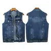 Erkek Yelekler Vintage Sıradan Erkek Denim Yelek İnce Fit Çoklu Cepler Kolsuz Delek Chacheta Hombre Teps Moda Hip Hop Jean