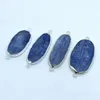 Pendant Necklaces 1pcs Natural Kyanite Rectangular Connector For Bracelet Jewelry Making Healing Stone Oval Necklace Golden Plated