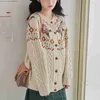 Kadın Sweaters Sonbahar Yeni Sweet Sen tarzı El yapımı işlemeli kazak yuvarlak boyun uzun kolu HARDIGAN C-176 Z230814