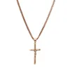 Hänghalsband hög kvantitet 316L rostfritt stål Jesus korsar Crucifix Cuban Chain Men Necklace for Women Lovers