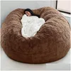 Fundas para sillas Ers Super Large 7Ft Nt Fur Bean Bag Er Muebles de sala de estar Big Round Soft Fluffy Faux Beag Lazy Sofa Bed Coat Drop de Dhrag