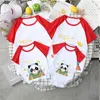 Tenues assorties pour la famille Tenues assorties pour la famille T-shirt en coton enfants maman fille vêtements pour enfants hauts imprimés panda tenues parent-enfant t-shirts occasionnels d'été