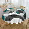 Table Cloth Geometry Blue-green Gray Waterproof Tablecloth Tea Decoration Round Cover For Kitchen Wedding Party Home Dining Room