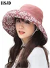 Visors Summer Women Snowflake Double-sided Linen Cotton Sun Hats Panama Female Foldable Bucket Cap Large Wide Brim Anti-UV Beach Hat 230811