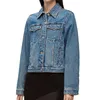 Womens Jackets Autumn Cut Out Patch Embroidered Long Sleeve Turndown Collar Zipper Short Jean Jacket 230810