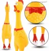 Pull Toys Fun Cartoon Gummi quietschende Hühnchenspielzeug stimuliert Hühnchen -Quetsching -Sound Spielzeug Lindert Kinder für Erwachsene Stressspielzeughund Haustier Spielzeug Z230814