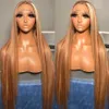 180%density Straight HD Transparent Highlight Wigs Human Hair 13x4 13x6 Lace Front Wigs 30 Inch Colored Ombre LaceFrontal Wig for Women