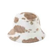 Wide Brim Hats Bucket Hats Winter Cow Faux Fur Fluffy Bucket Hats Women Plush Fisherman Cap Outdoor Keep Warm Thicken Hat Panama Caps Soft Velvet Sun Hats HKD230810