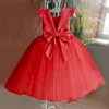 Girl Dresses Summer Sweet Clothing for Girls Solid Color Mesh Bowless Bottle Cine Cineple Gonna gonfio 12m-5y