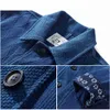 Men's Jackets Vintage Indigo Jacket Men French Workwear Cargo Tooling Jacket Autumn Winter Blue Dyed Kendo Fabric Multipocket Cardigan Coat J230811