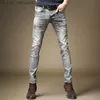 Mäns jeans 2023 Spring/Summer New Fashion Trends Vintage Tear Elastic Calf Men's Casual Ultra Thin Breattable High Quality Jeans 28-36 Z230814